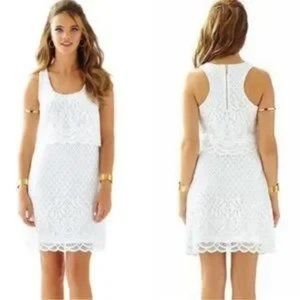 Lilly Pulitzer Stelle Resort White Paradise Island Lace Overlay Dress Size XS
